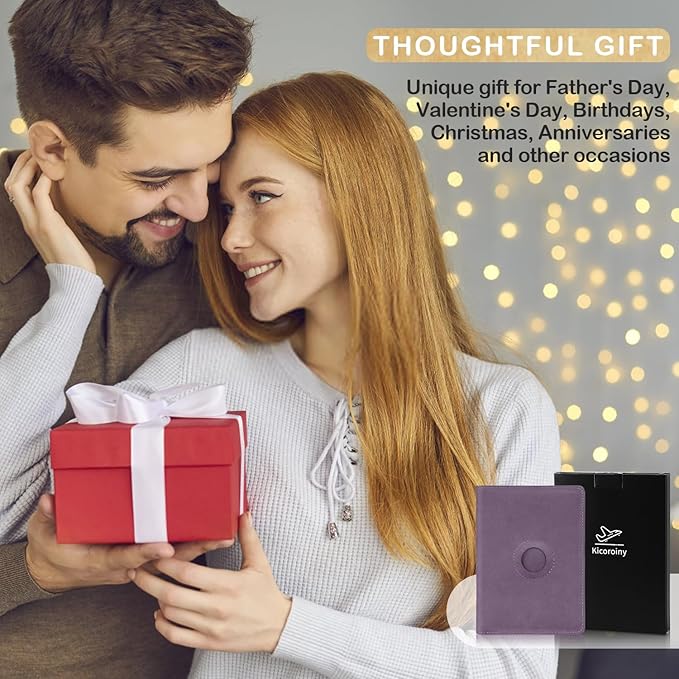 Airtag Passport Holder for Women Men Travel, Real Leather Passport Wallet, Handmade Passport Cover Case with Airtag Slot, Travel Must Haves Essentials Accessories Birthday Gifts (Crazy Horse, Purple)