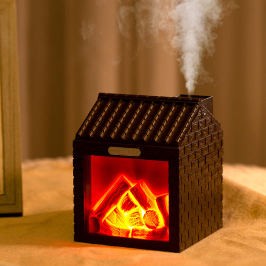 Fireplace Humidifier Diffuser,200ml Aromatherapy Essential Oil Diffuser with Cool Mist,Portable Aroma Humidifiers with Waterless Auto-Off for Home Office Bedroom Yoga (Brown)