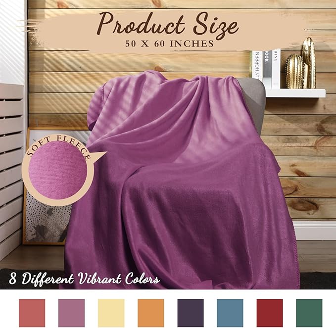 Kinlop 40 Packs Fleece Blanket Bulk 60 x 50 Inch Soft Lightweight Fleece Cozy Blanket Warm Throw Plush Pet Throw for Bed Couch Sofa Home Office Wedding Gifts Travel Camping (Modern Color)