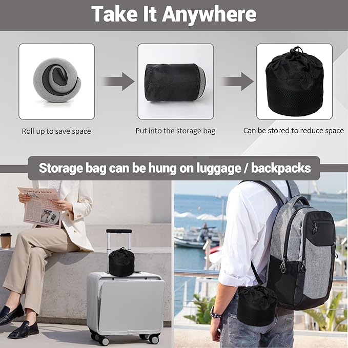 Outney™ Travel Neck Pillow, 2025 Travel Pillow for Airplanes, 100% Pure Memory Foam, Full Neck Surround Pillows for Traveling Flight Sleeping, Portable Travel Essentials (Peacock Blue)