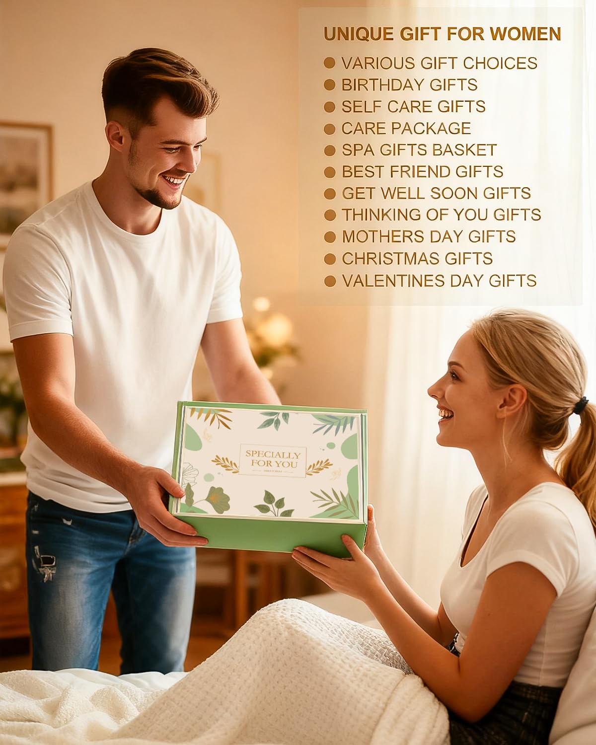 Self Care Gifts for Women – Spa Gift Basket with Blanket, Birthday Gifts, Get Well Soon Gifts, Relaxation Care Package for Mom, Wife, Sister, Friend