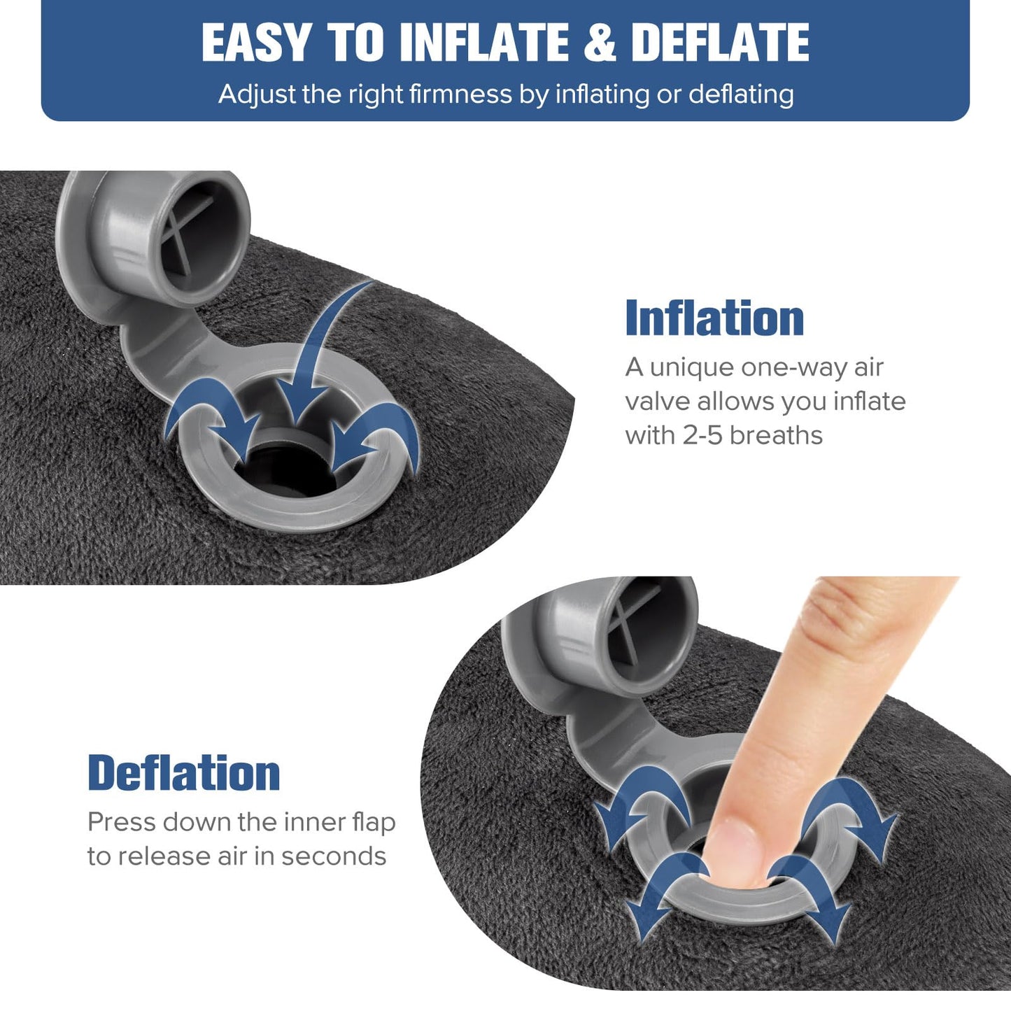 Rewondah Inflatable Travel Pillow for Sleeping Airplane - Inflatable Neck Pillow for Traveling on Plane with Washable Cover, Blow up Neck Travel Pillow for Airplanes, Cars - Portable and Comfortable