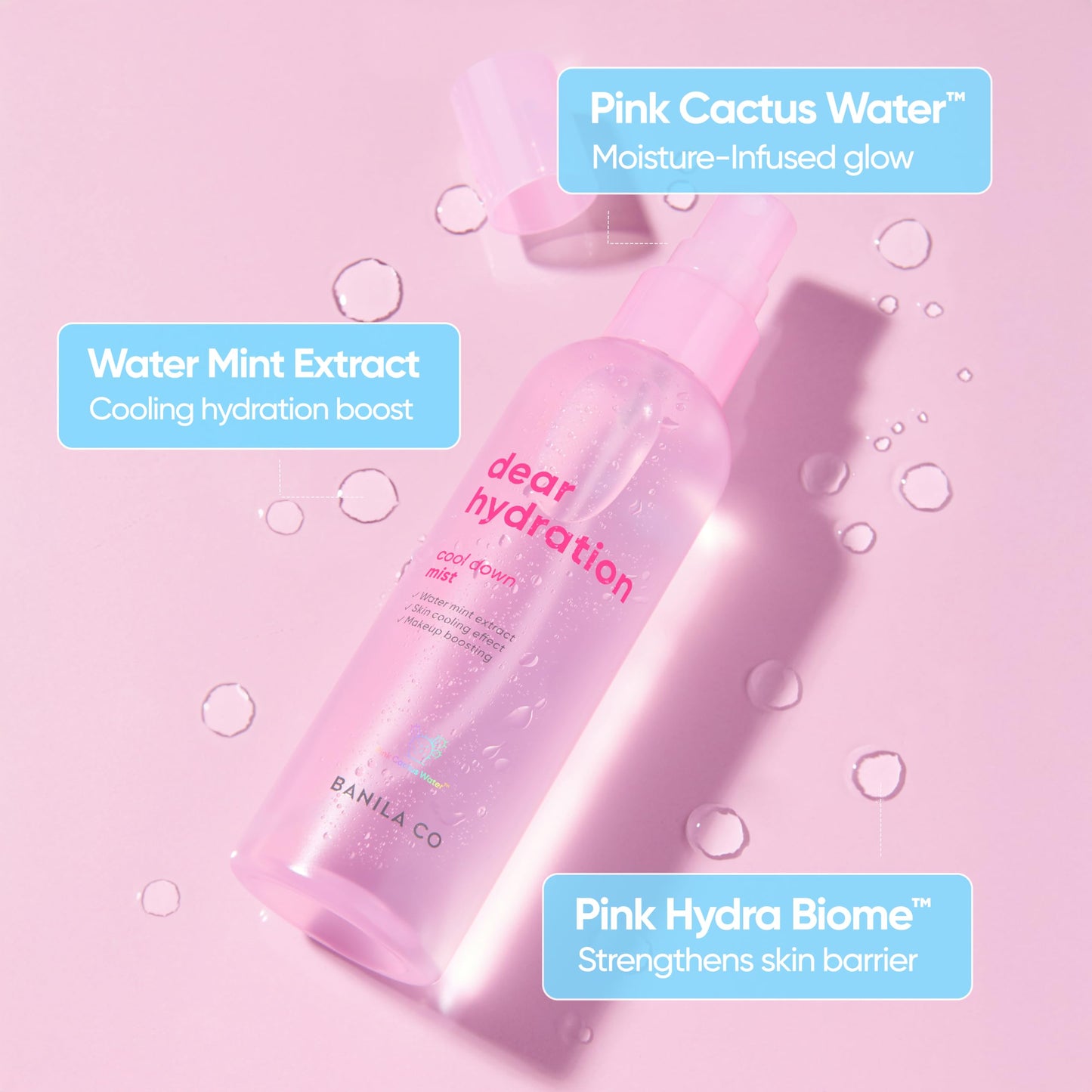 BANILA CO Dear Hydration Cool Down Mist | Lightweight Skin Cooling & Moisturizing Makeup Fixer Setting Spray | Hydration Boost, Radiant Glow Serum (99ml / 3.34 fl oz)