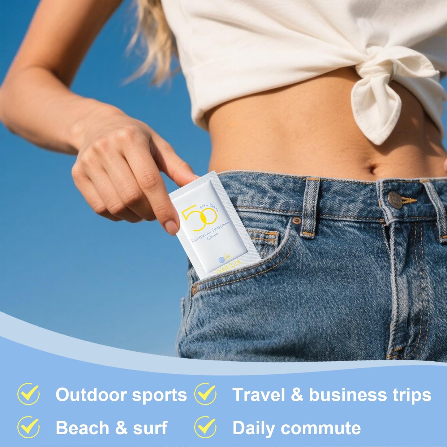 60PCS Travel Size Sunscreen SPF50+ PA+++ - Mini Sunscreen Infused with Centella Asiatica Extract & Hyaluronic Acid - Waterproof, Lightweight & Non-Greasy - Perfect for Summer Party & Thank You Gifts