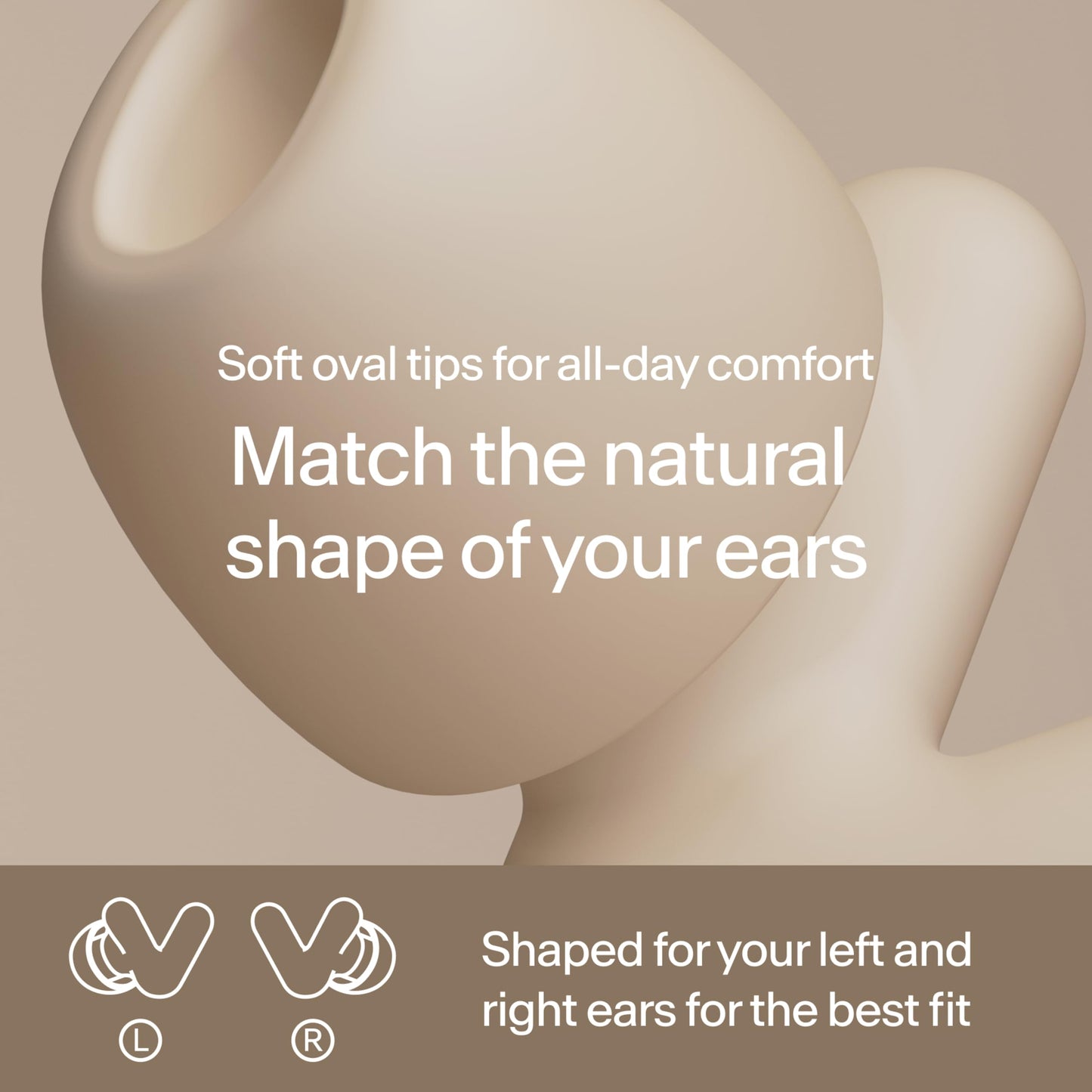 Alpine Silence Earplugs for Sleep, Focus & Travel - V-Shape Snug Fit & Soft Oval Tips – 4 Sizes XS/S/M/L - Comfortable, Reusable Hearing Protection - SNR 22dB & NRR 16 Noise Reduction – Beige
