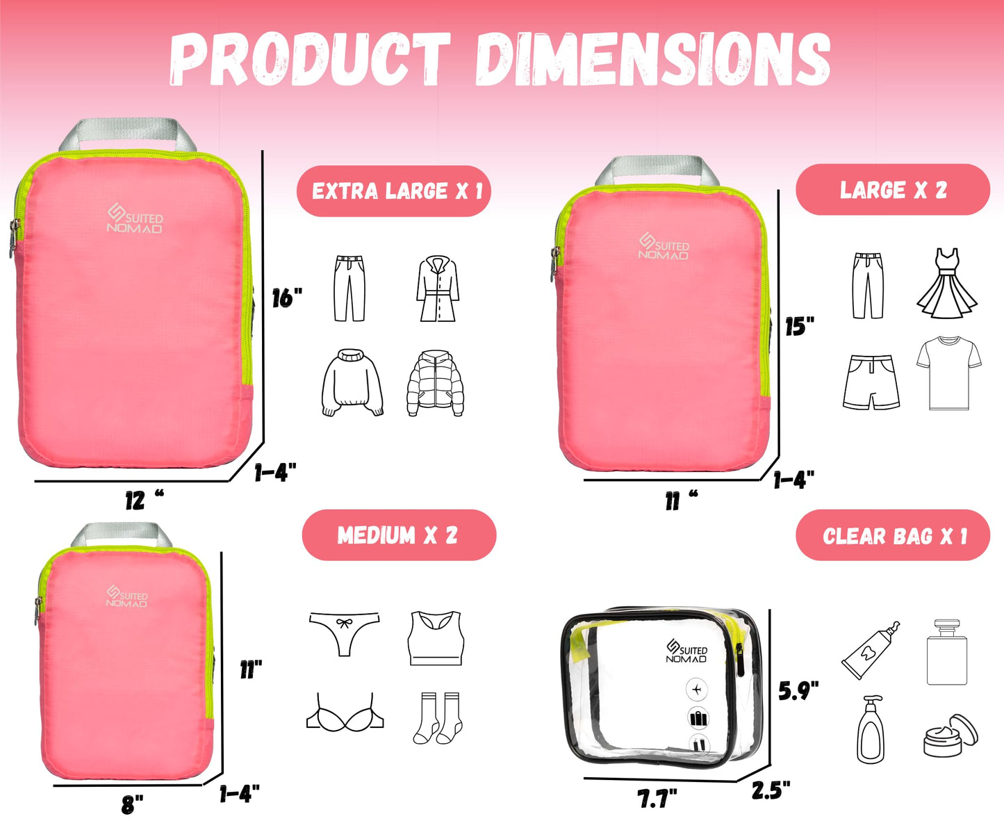 6 Set/3 Set Ultralight Compression Packing Cubes, Suitcase and Backpack Travel Organizer Bags