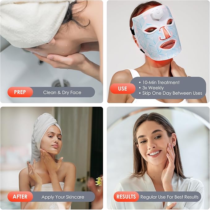 7-Color Red Light Therapy for Face Mask - LED Light Treatment Beauty Device with Rechargeable Battery, Skin Care Beauty Tool, Unique Anniversary Birthday Gift for Women Mom Wife