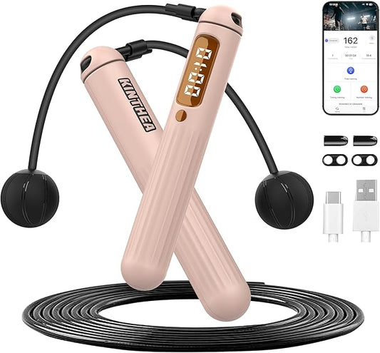 KINTHEA 2 in 1 Smart Jump Rope, APP Control & Data Record, Cordless Jumping Rope with Counter for Women, Men, All Age, Adjustable Skipping Rope for Cardio Fitness in Limited Home Space & Outdoor