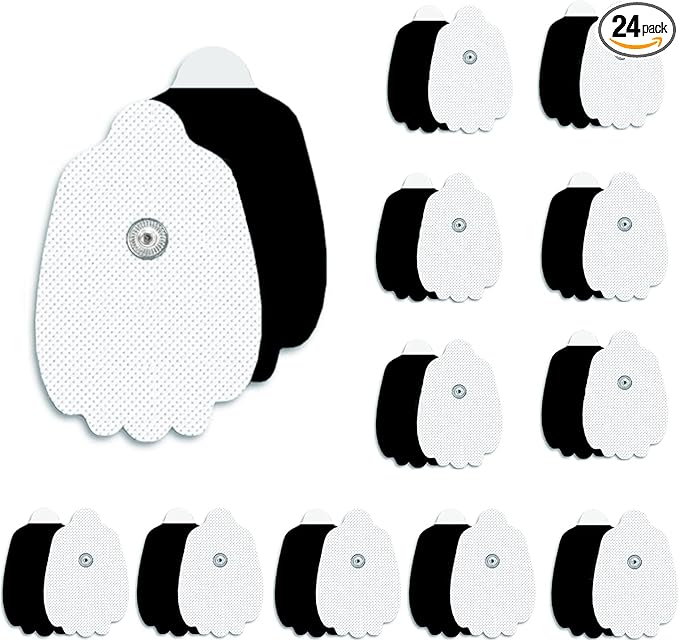 24 Pack TENS Unit Replacement Pads, Reusable Long-Lasting Self-Adhesive Non-Irritating Snap Electrodes Pad for Tens Unit with Standard 3.5mm Snap-on Connector, Compatible with Belifu, Brilnurse TENS