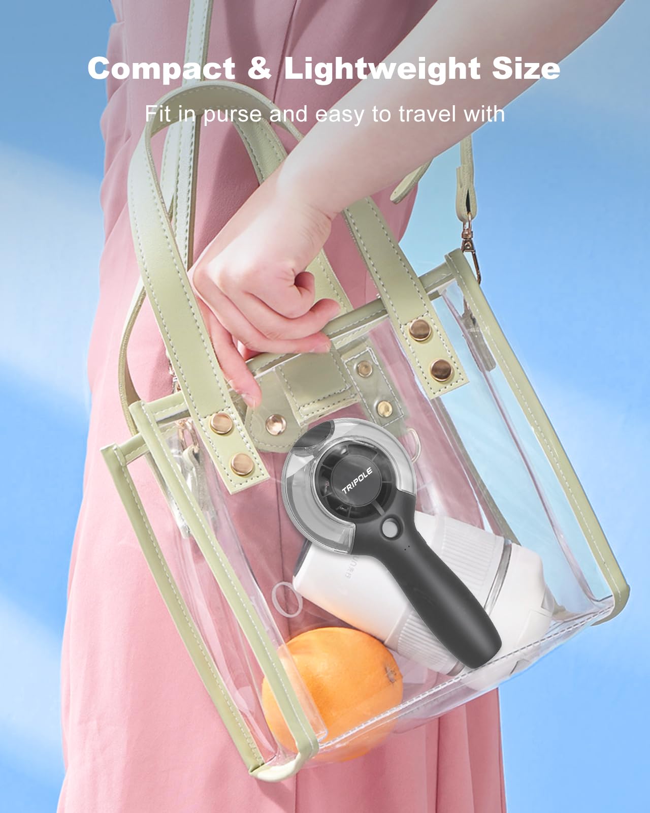 TriPole Misting Fan Portable Handheld Fan with Mist, 4000mAh Rechargeable Personal Mister Fans with 40ml Water Tank, High-Speed Airflow Mini Water Spray Fans for Outdoor Trip Travel Park Beach Camping