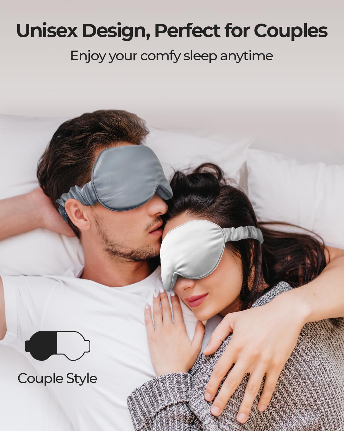 SGMSILK 100% Pure Mulberry Silk Sleep Mask, 3D Contoured Cup Eye Mask for Sleeping, 22 Momme Super Soft Breathable Blindfold, Adjustable Blackout Travel Silk Eye Cover Light Gray