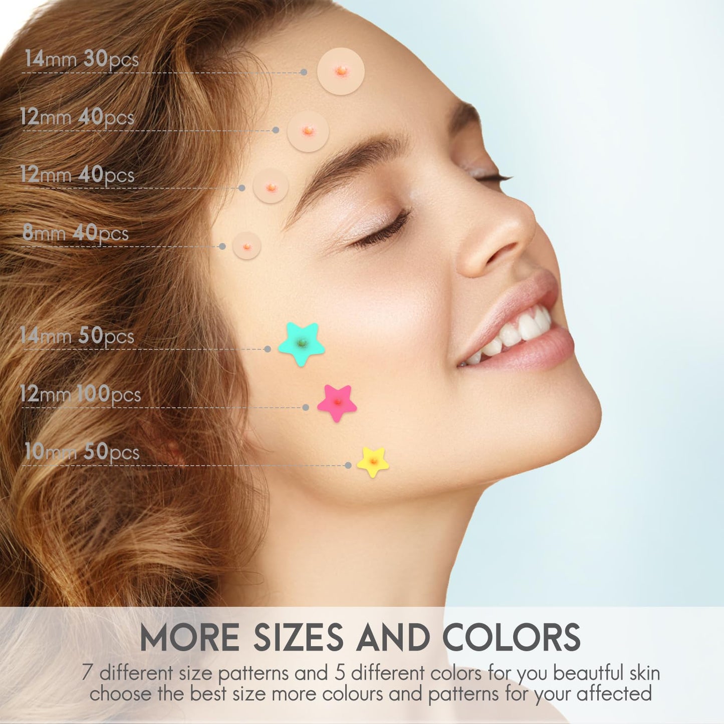 Acne Pimple and blackheads Remover Hydrocolloid patches, 350pcs Holiday colour Star and UltraThin Clear Stickers for Zits, Pimples, Acne,with Salicylic Acid, Tea Tree Oil, Centella acne stick set