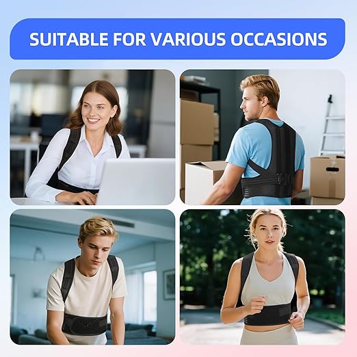 babaka Posture Corrector for Women and Men, Adjustable Full Back Support, Upper and Lower Back Pain Relief, Back Brace, Shoulder Straightener, Scoliosis, Hunchback, Thoracic, Spine Corrector (Large, Waist: 30''-39'')