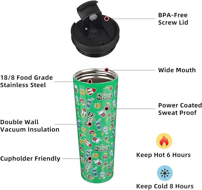 BJPKPK 30oz Stainless Steel Insulated Tumbler With lid And Straw Travel Coffee Thermal Tumblers Cup For Women And Men,Game
