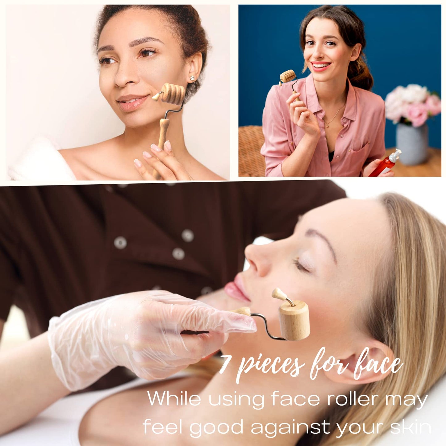 Allshow Wood Facial Therapy Kit, 7 Pcs Maderoterapia Facial Kit, Face Wood Therapy Set, Wooden Face Sculpting Set- Aging Wrinkles, Puffiness Facial Skin Massager