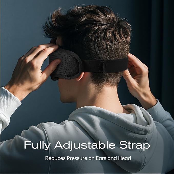 Sleep Mask with Bluetooth 5.4 Headphones, Removable 3D Eye Cups, Timing Sleeping Headphones for Side Sleepers, Wireless Music Eye Mask Speakers for Men, Women, Tech Gifts, Black