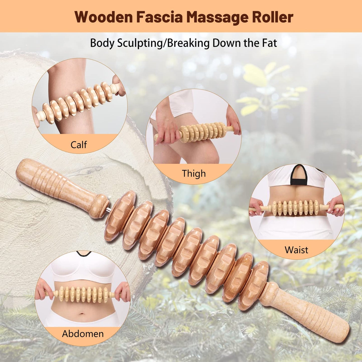 6 Pcs Wood Therapy Massage Tools, Meifuly Professional Complete Maderotherapia Wooden Massager Kit for Body Shaping, Lymphatic Drainage, Muscle Pain Relief, Anti-Cellulite (with Storage Bag)