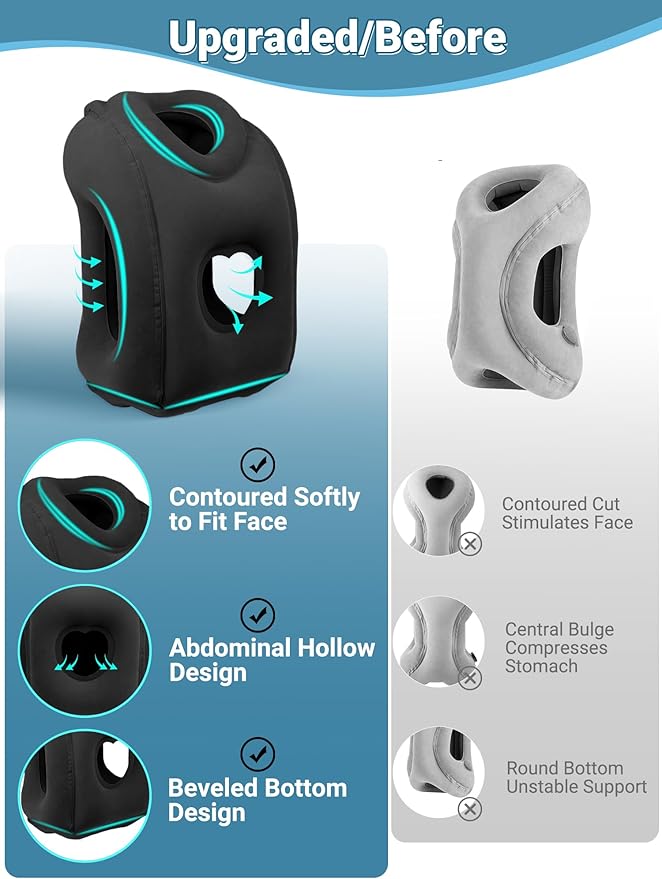 Maliton Inflatable Travel Pillow for Airplane Comfortable Sleeping to Relieve Neck and Shoulder Pain, Support Head Inflatable Pillow for Long Flights, Used for Airplanes, Cars, Trains, Office(Black)