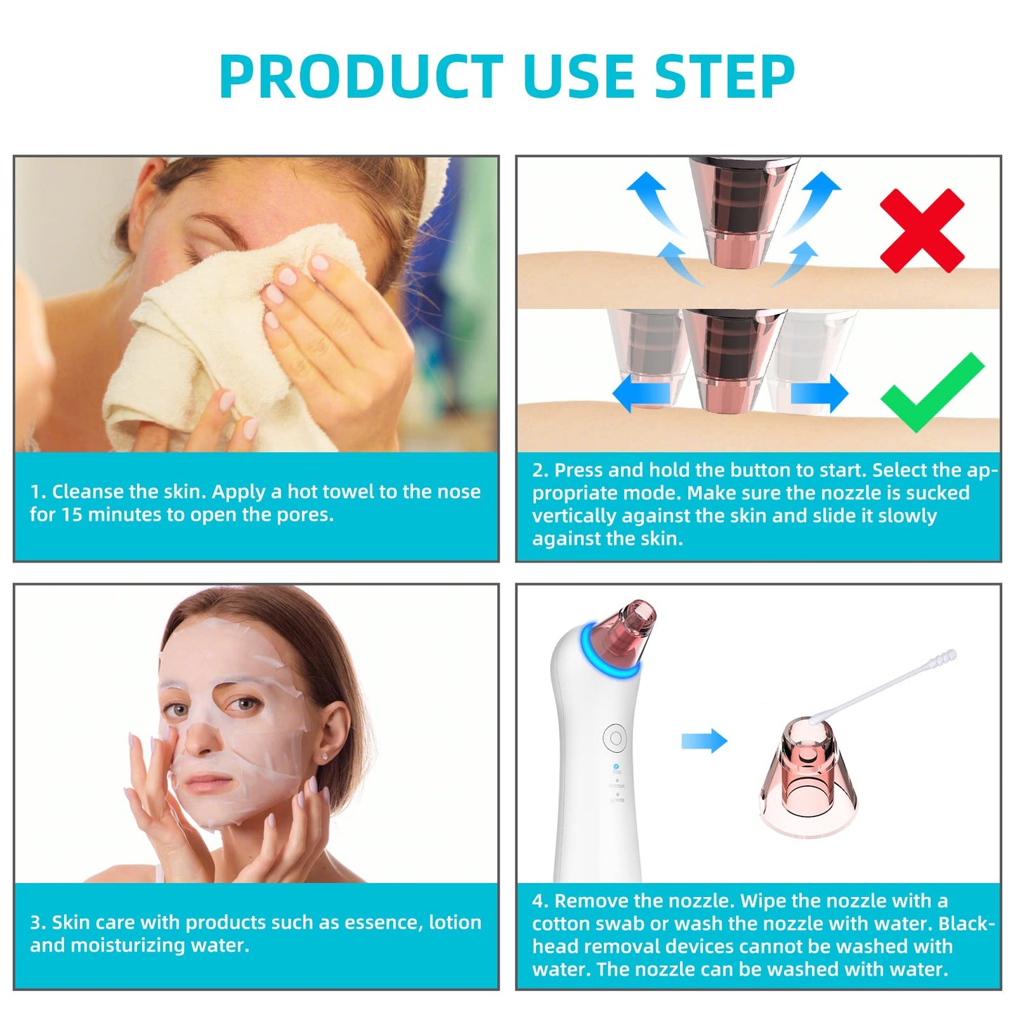 Blackhead Remover Pore Vacuum Extractor-Upgrade GERY Electric Comedone Acne Cleaner Kit Facial and Nose Peel Whitehead Removal Tool,Red Light Skin Rejuvenation & Blue Light Sterilization, and 4 Probes