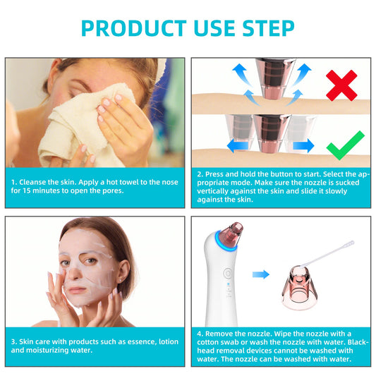 Blackhead Remover Pore Vacuum Extractor-Upgrade GERY Electric Comedone Acne Cleaner Kit Facial and Nose Peel Whitehead Removal Tool,Red Light Skin Rejuvenation & Blue Light Sterilization, and 4 Probes
