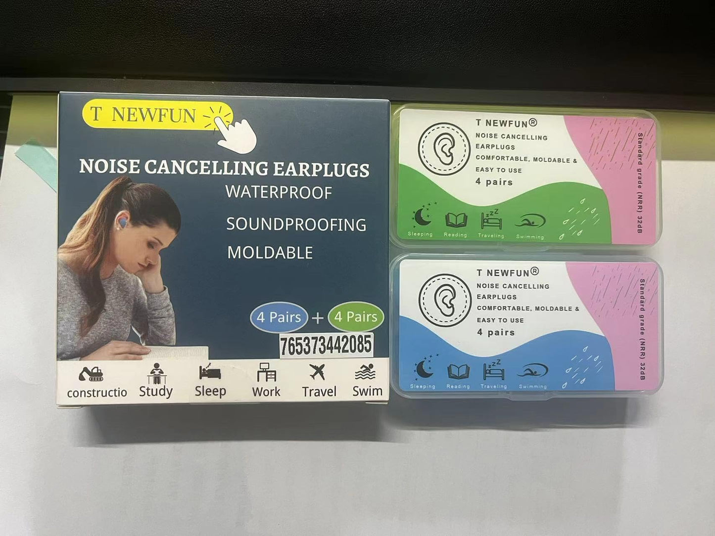 Silicone Ear Plugs for Sleeping Swimming,Reusable Moldable Noise Cancelling Earplugs for Shooting Range, Swimmers, Snoring, Airplanes, Travel, Work, Studying, (16-Pillows)