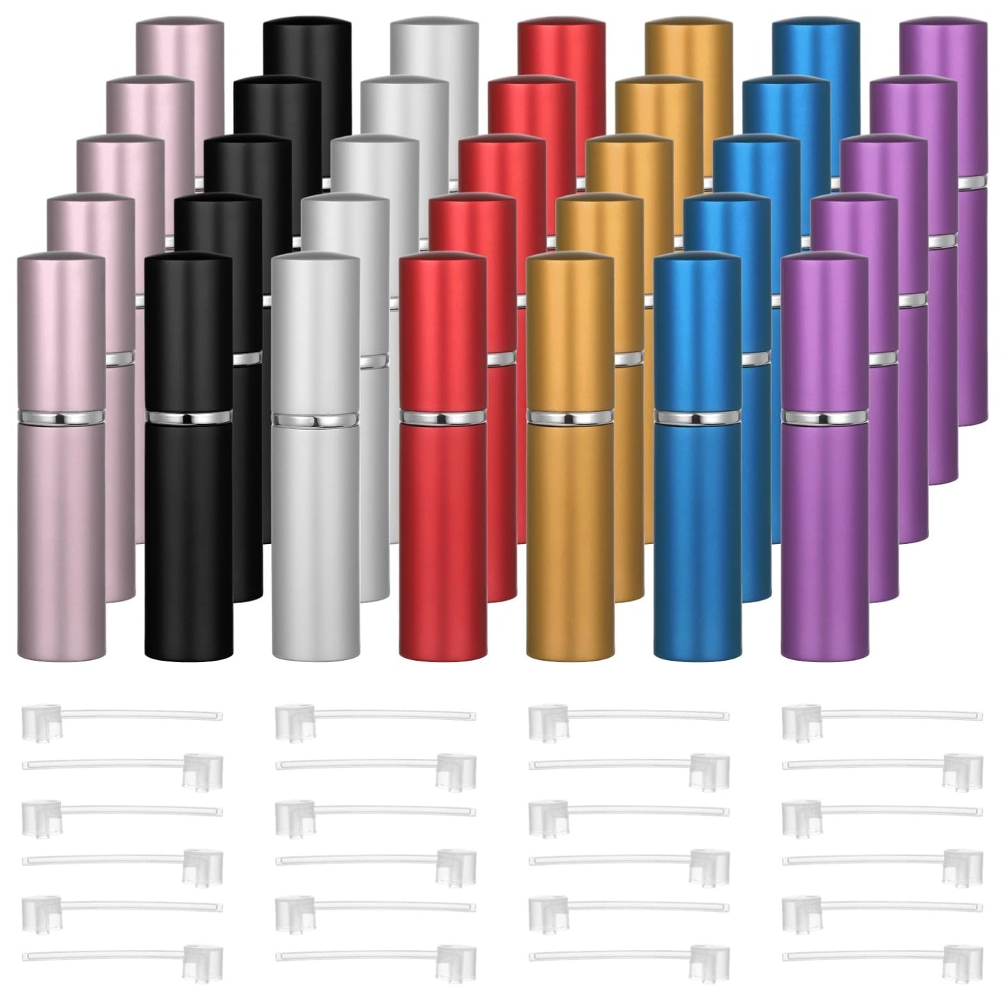Epicover 35 Pcs Refillable Perfume Atomizers - 0.17 oz 5 ml Mini Spray Bottles, Empty Perfume Travel Bottles with Refill Pumps, Leak-Proof Dispenser Bottles for Men Women