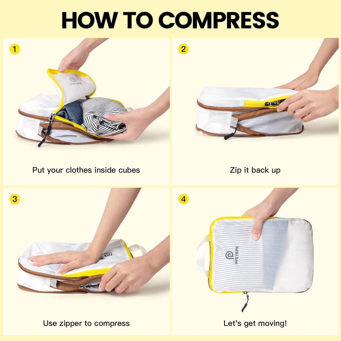 PFEYRPK Lightweight Compression Packing Cubes for Suitcases, Compressible Expandable Travel Packing Organizer with Clear Toiletries and Backpack Bag, Travel Essentials for Carry on Luggage 7 Set