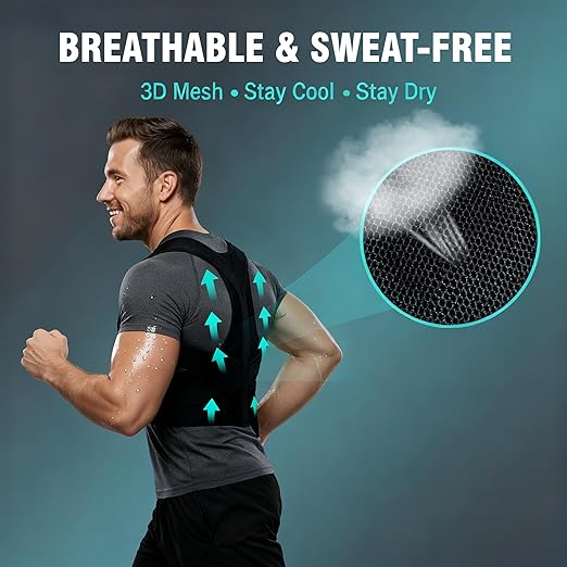 Back Brace Support Posture Corrector for Men – Full Back Support for Upper, Mid & Lower Back Pain Relief, Ergonomic 3-in-1 System Improves Posture & Helps with Slouching, Rounded Shoulders (1, X-Large)