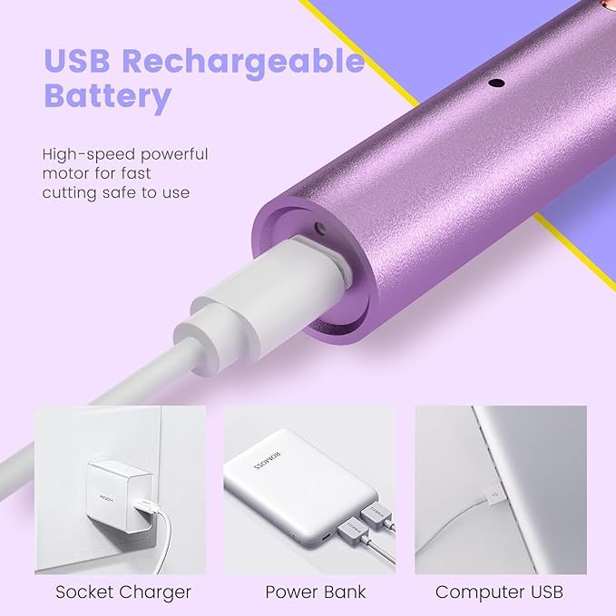 2 in 1 Nose & Ear Hair Trimmer for Women Men, 2025 Rechargeable Dual-Edge Blade Electric Clipper, Facial & Eyebrow Hair Removal Tool, Powerful Motor, Painless, Easy to Clean (Purple)