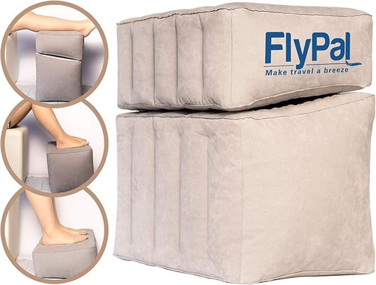 Inflatable Foot Rest Pillow for Travel, Patented 2 in 1 Design, Blow-Up Footrest Cushion for Home, Office. Airplane Travel Essential and Kids Airplane Bed