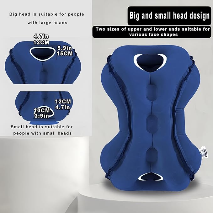 Inflatable Travel Pillow | Airplane Neck Pillow & Portable Inflatable Neck Support - Multifunctional for Flights, Cars, Office Use, with Eye Mask & Earplugs (Blue)