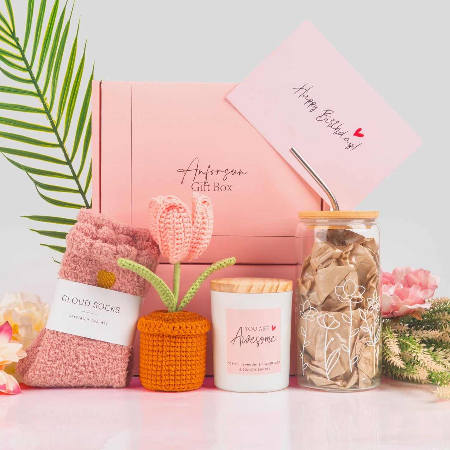 Birthday Gifts for Women, Self Care Gifts Get Well Soon Gifts, Gift Basket for Women, Teen Girls Gifts, Care Package Tulip Basket for Her, Mom, Sister, Best Friend, Wife, Girlfriend, Coworker