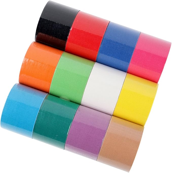 Kinesiology Tape 12 Rolls Sports Tape Athletic Kinesiology in Rainbow Mixed Colors, Muscle Tape for Support and Recovery