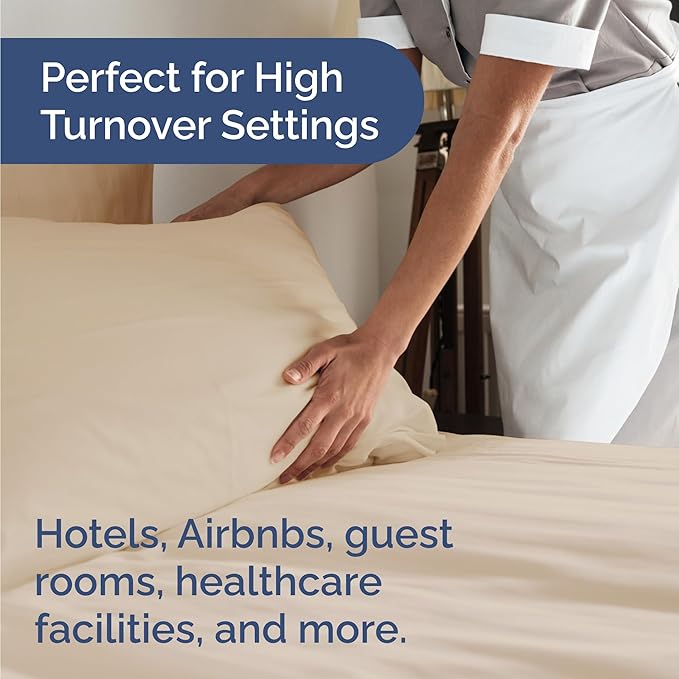 Bulk Case Pack of 16 Sheet Sets - (16) Complete Sheet Sets - Bulk Full Bedding - Wholesale Case Pack for Hotels, Spa & Airbnbs - Deep Pocket, Fade & Wrinkle Free - Cooling & Breathable - Full, Cream