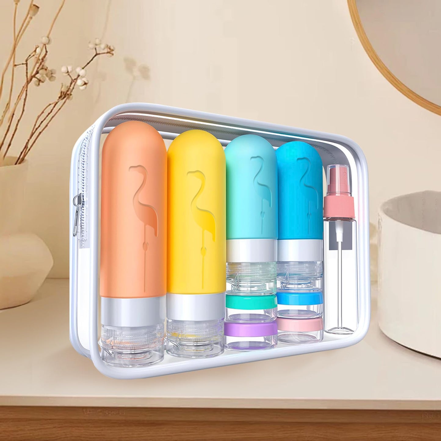 Vipop Empty 3 oz Travel Size Bottles Toiletries Containers for Toiletries Liquids，Small Silicone Mini Refillable Leak Proof TSA Approved Travel Bottles for Creams Shampoo and Conditioner Traveling