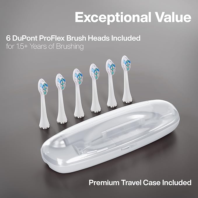 Aquasonic Vibe Series PRO – Ultra-Whitening Electric Toothbrush – 5 Modes & Smart Timers – Premium Travel Case & 6 Proflex Brush Heads – ADA Accepted Toothbrush (Charcoal Metallic)