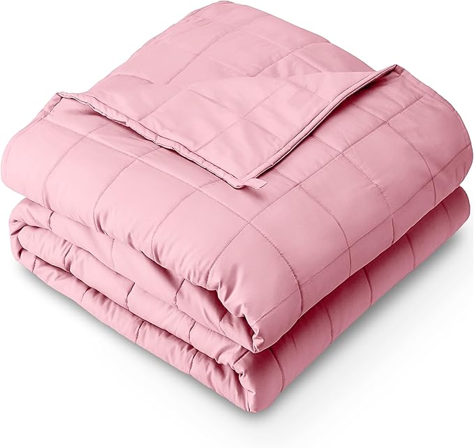 Bare Home Weighted Blanket for Adults 30lb (87" x 80") - All-Natural 100% Cotton - Premium Heavy Blanket Nontoxic Glass Beads (Light Pink, 87"x80")