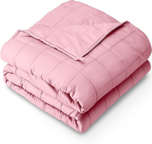 Bare Home Weighted Blanket King Size 25lb (80" x 87") for Adults - All-Natural 100% Cotton - Premium Heavy Blanket Nontoxic Glass Beads (Light Pink, 80"x87")