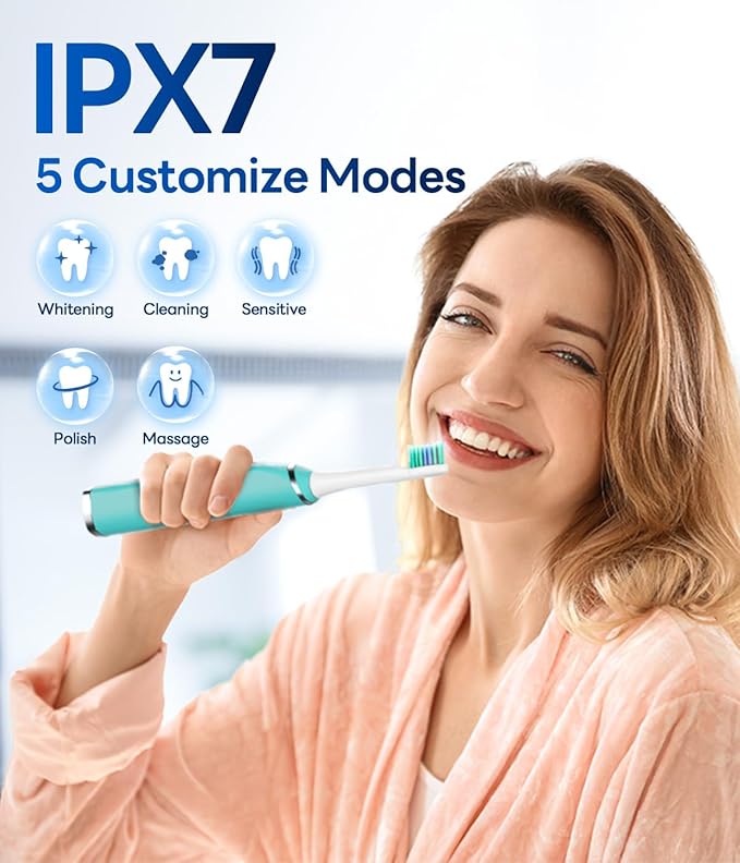 Bymore Electric Toothbrush for Adults,Kids ElectricToothbrush,Travel Sonic Kids Toothbrush with 8 Replacement Heads,Ultra Soft RechargeableToothbrush-Blue