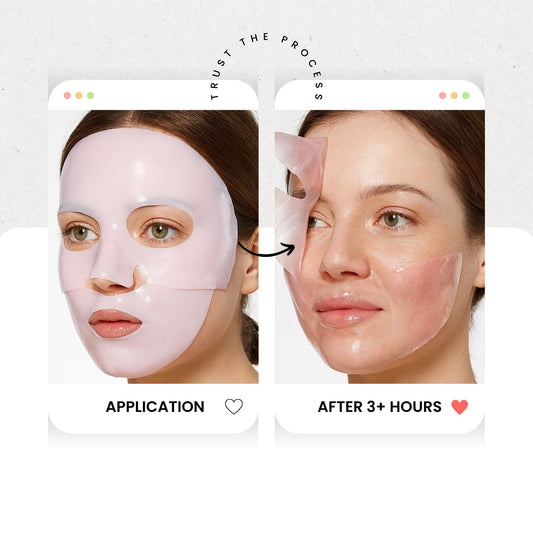 Bio Collagen Intense Hydrogel Melting Face Mask with Hyaluronic Acid, Galactomyces & Niacinamide for Deep Overnight Hydration and Skin Revitalization, 4 Sheet Masks, Pink