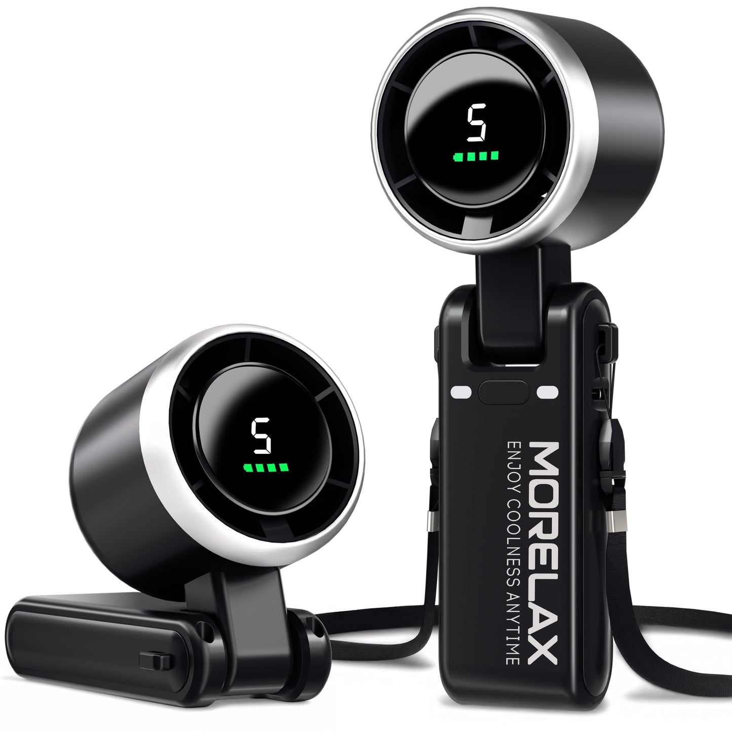 Morelax Personal Handheld Fan,High-Speed Turbo Fans,5-Speed with LED Display,Powerful Motor,4000mAh,USB Rechargeable Portable Cooling Fan for Outdoor Activities,Travel,Working,Black