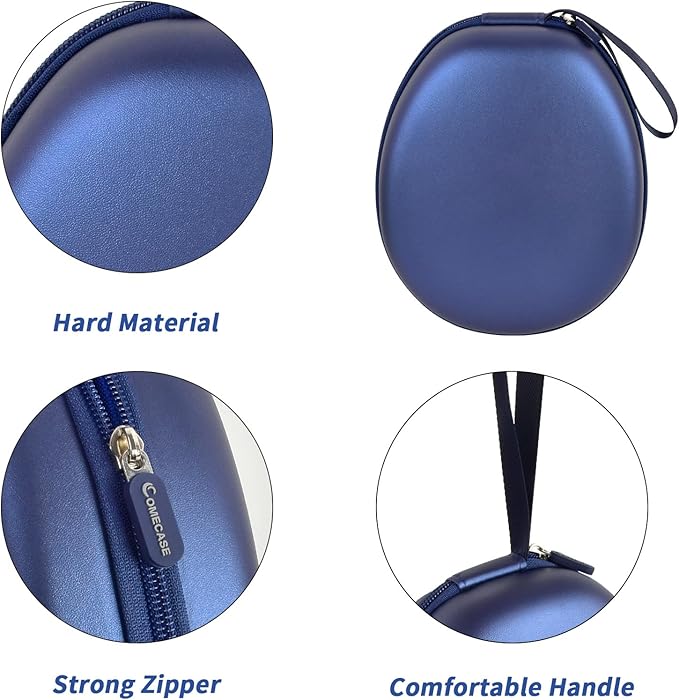 Comecase Universal Headphone Case Comepatible with JBL/for Beats/for Sony/for Bose Max Over Ear Headphone and More, Travel Carrying Box for Bluetooth Wireless Headset (Blue)