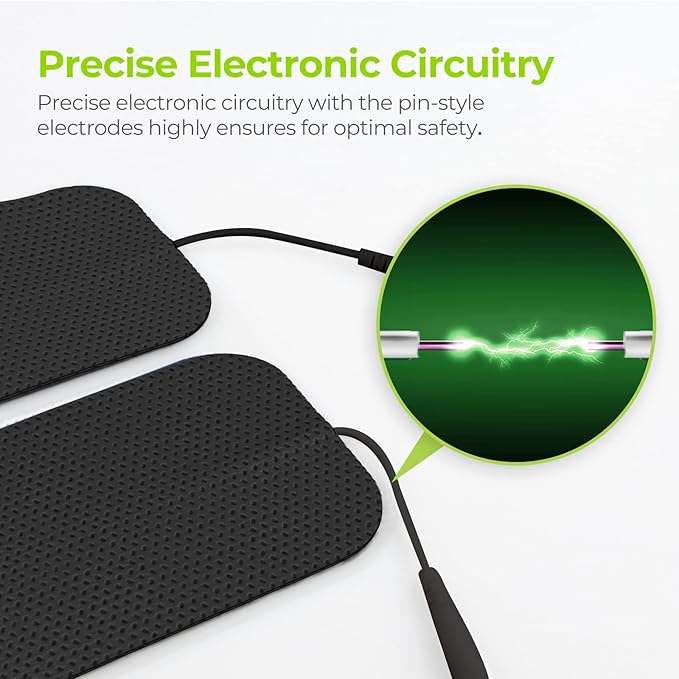 AUVON TENS Unit Pads 2"X4" 10 Pcs, 3rd Gen Latex-Free Rectangular Replacement Pads Electrode Patches with Upgraded Self-Stick Performance for Electrotherapy (BIack)