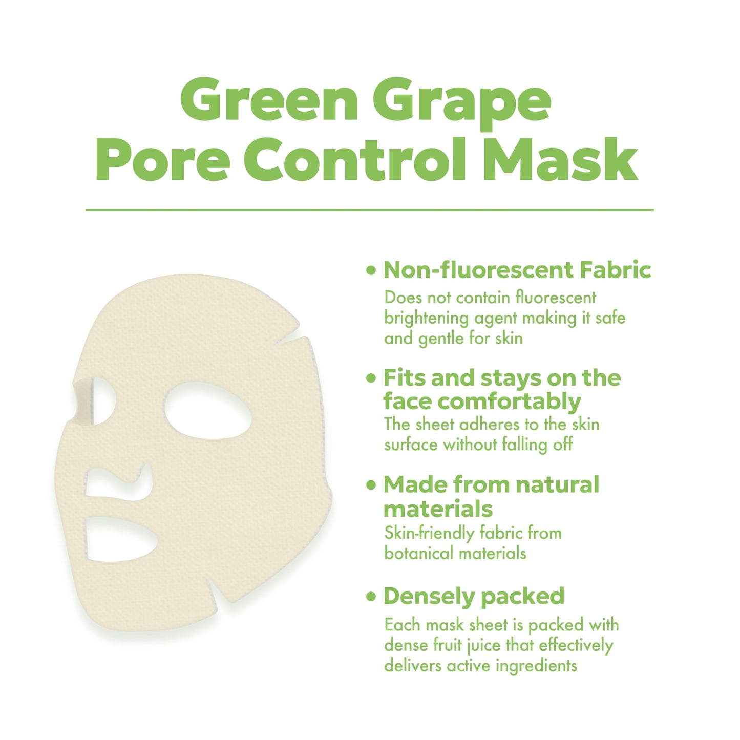 FRUDIA Green Grape Pore Control Face Mask Sheets (10 Pack), Korean Face Masks with 60% Green Grape Extract, Tannin Pore Complex & Anti Sebum P for Hydrating & Pore Minimization