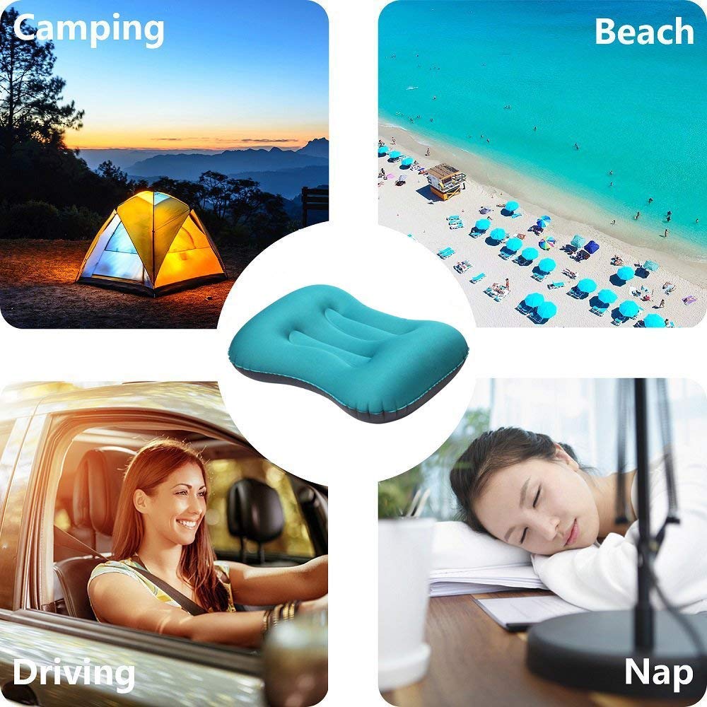 SUNYAO Ultralight Inflatable Camping Pillows - Compressible, Compact, Inflatable, Comfortable, Ergonomic Pillow for Neck & Lumbar Support While Camping, Backpacking，Hiking