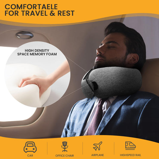 Neck Pillow, Travel Pillow uses Memory Foam to Support Neck Comfort, Ideal Companion for Airplane and car Travel, Compact, Convenient, and Versatile Airplane Sleep Pillow(Gray)