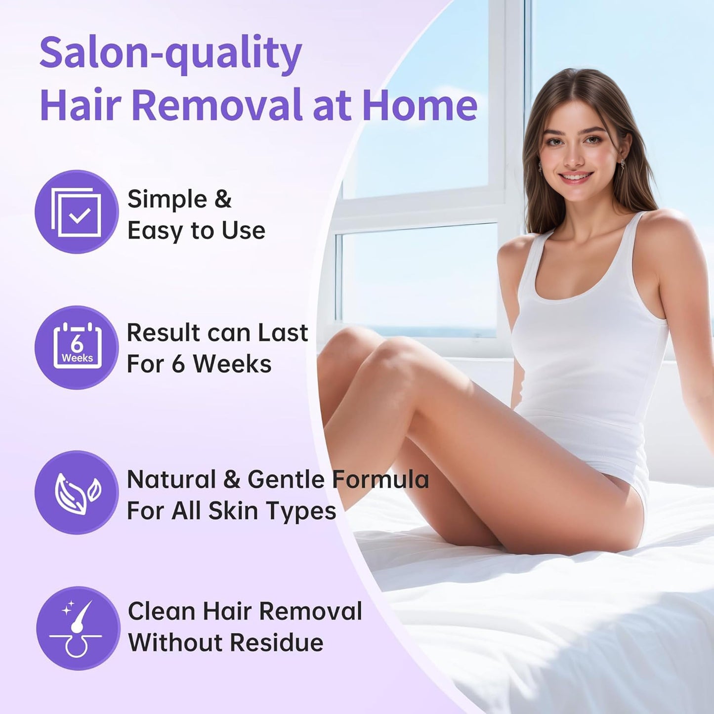 Wax Strips for Hair Removal,Waxing Strips Kit for Women Sensitive All Skin,40 Face Wax Strips & 6 Calming Oil Wipes,Waxing Kit for Women Face,Lips,Body,Legs,Bikini Line,Purple,40 Count (Pack of 1)