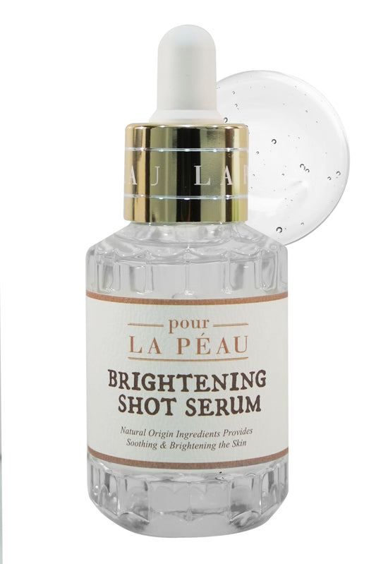 POUR LA PEAU Brightening Shot Serum | Skin Brightening Serum for Face | Organic Face Moisturizer Hyperpigmentation Serum | Hydrating Face Serum for Glowing Skin | Face Brightening Serum (1.01 Fl. Oz)