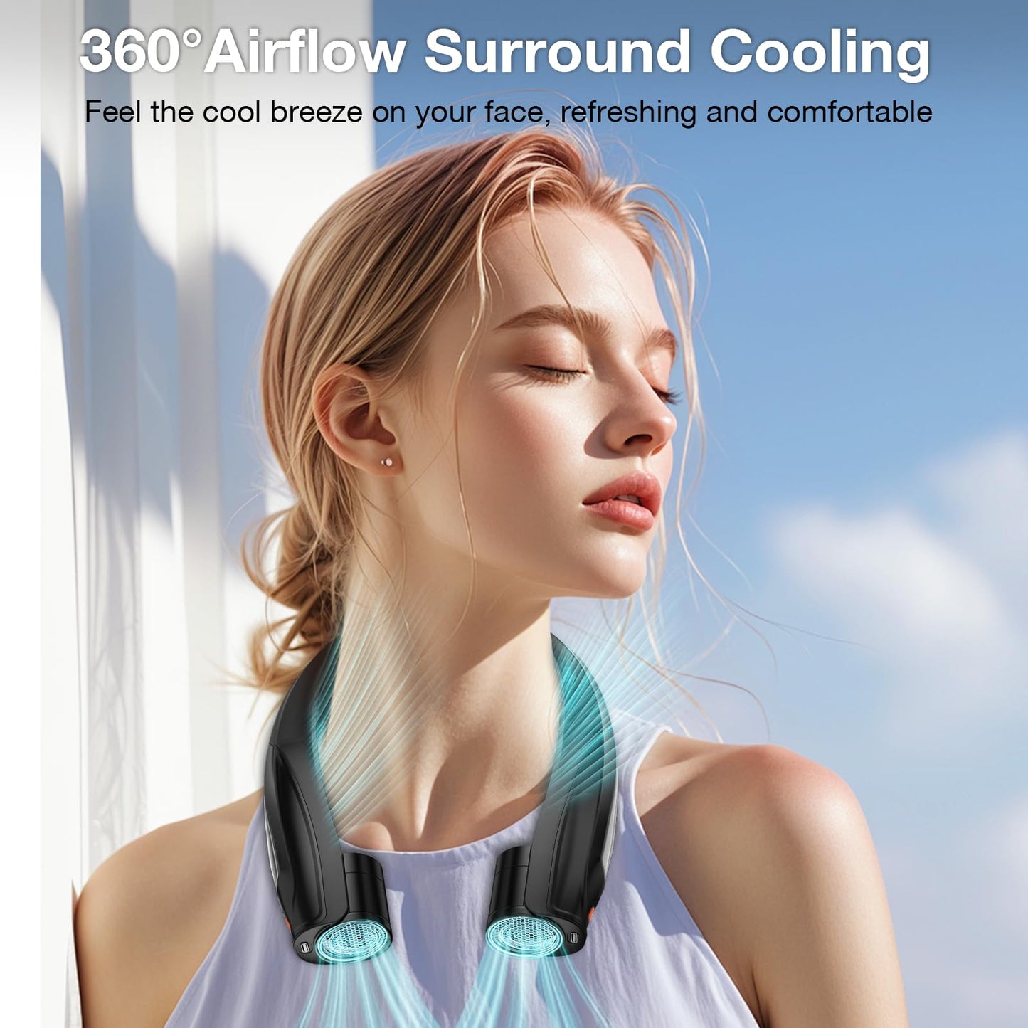 Hionly AI Neck Fan, 6 Speeds Adjustable Portable Personal Fan Rechargeable, Faster Cooling Wearable Fan, Ultra Quiet for Home, Office, Travel, Outdoor