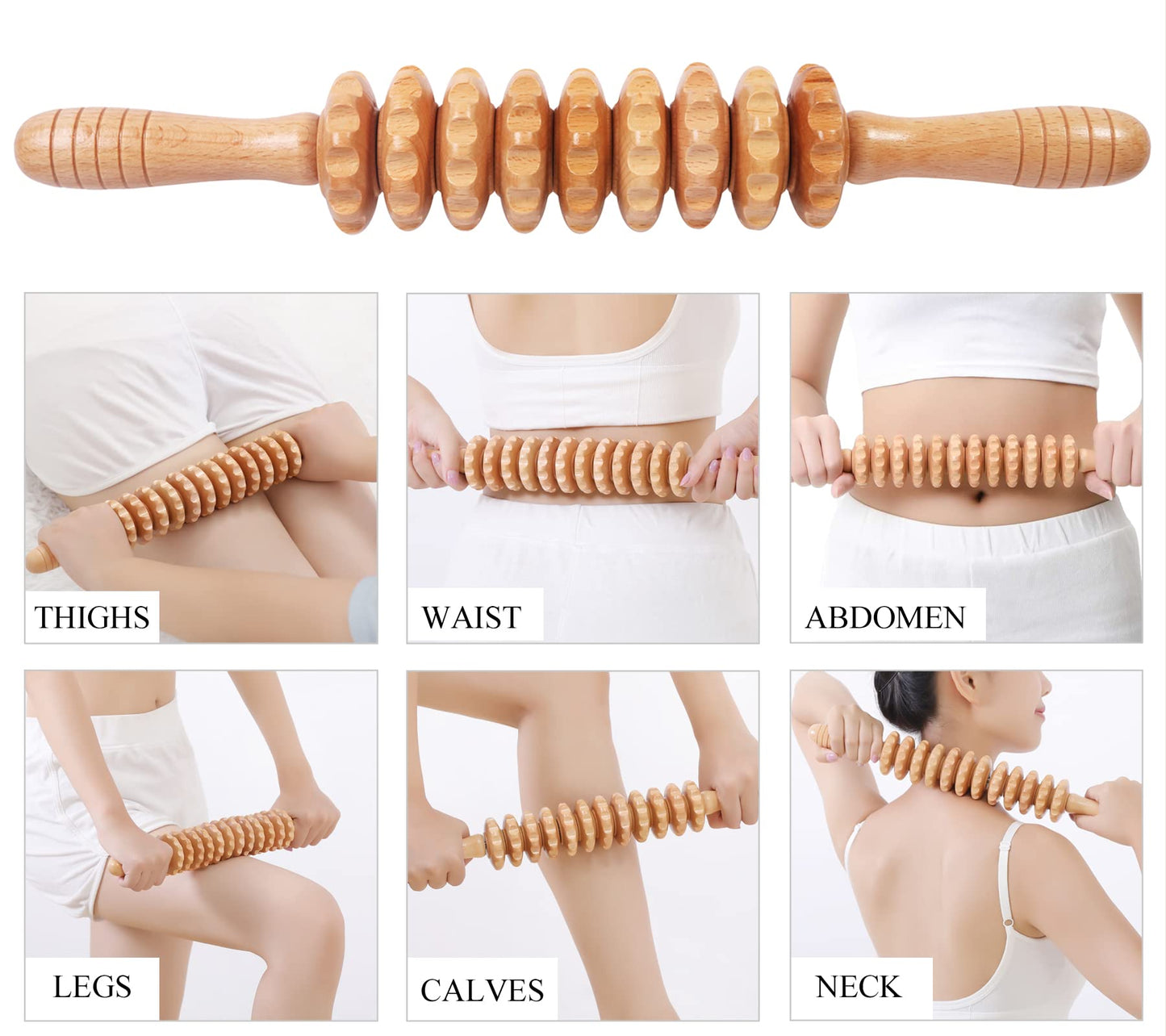 Komogir 3-in-1 Wood Therapy Massage Tools Lymphatic Drainage Massager Wooden Massager for Maderoterapia,Anti-Cellulite, Body Sculpting & Contouring